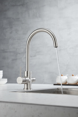 Смеситель для кухни Paulmark ESSEN Es213211-BS на мойку никель